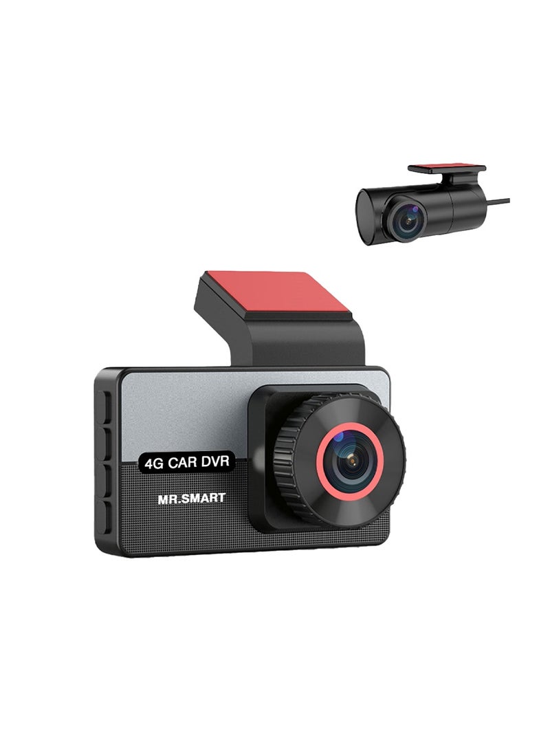 MR.SMART 4G Car DVR Dash Cam, 2K Front and 1080P Rear Camera, F1.6 Large Aperture, GPS, G-Sensor, Parking Monitoring, Dual Lens Dashboard Camera System - Image 1